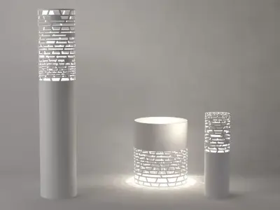 Nest three cylinders and lamp 3D model