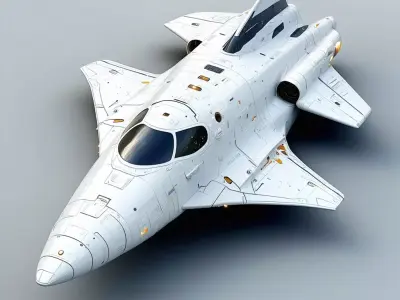 SciFi Starship Explorer White Variant Low-poly 3D model