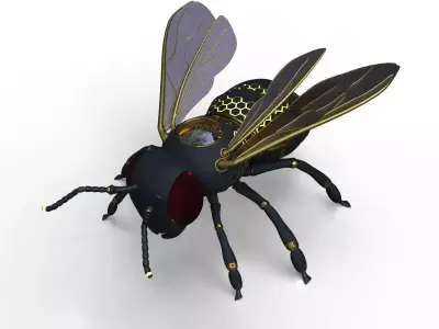 Mecha Honey Bee Low-poly 3D model