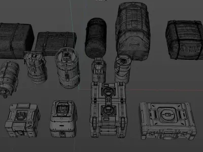 15 models of sci-fi gear bags 3D model