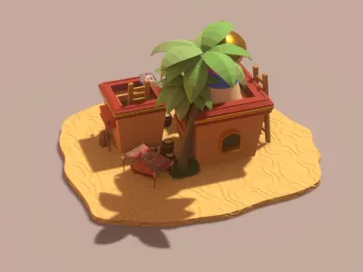 Arabian market lowpoly  Low-poly 3D model