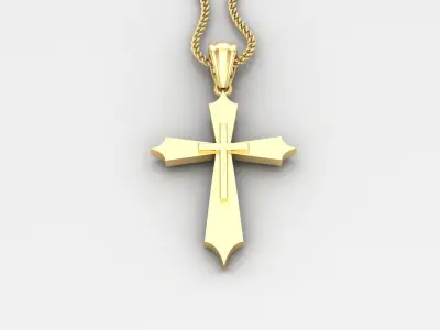 Light Gold 18K Cross Pendant 2CP031 3D print model