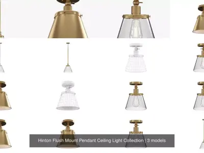 Hinton Flush Mount Pendant Ceiling Light Collection 3D Model Pack