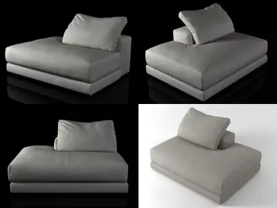 Hills four different sofas with pillows 3D model
