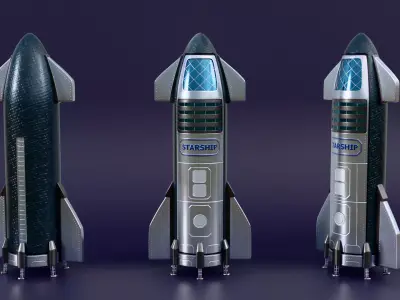 Stylized Starship Rocket 3D model