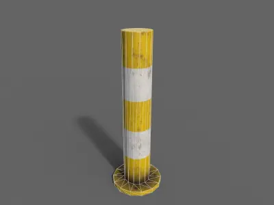 PBR Bollard YellowWhite Low-poly 3D model