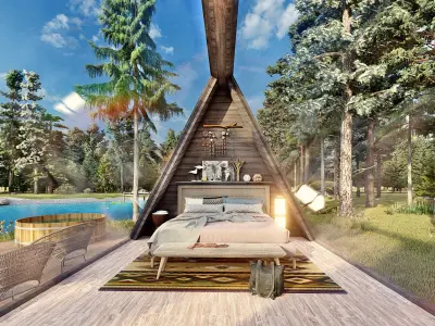 kiara - a frame glamping hut Low-poly 3D model