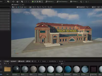 School Building 3D Model Game-Ready Low-poly 3D model