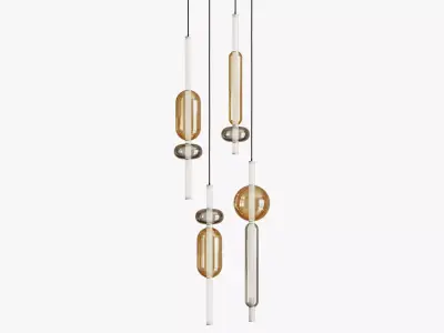 Pendant lamp made of metal and glass Harmony of Strict Lines 3D model