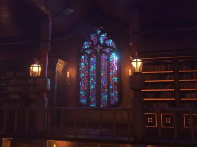 Gothic stained glass window  Low-poly 3D model