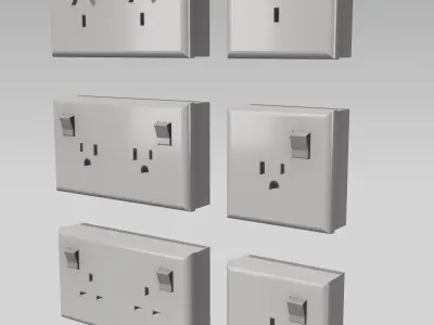 Diorama Electrical Plugs n Sockets x15 styles 3D print model