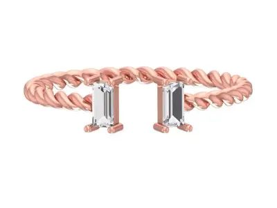 Solitaire Women Light Weight Baguette stone Twisted Band Ring 3D print model buy