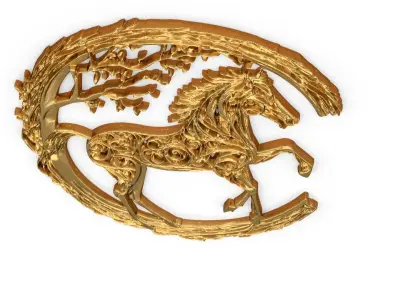 decor set wall panel horse relief mural CNC 10 3D print model purchase