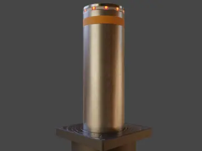 Hydraulic Bollard with LED Lights High and Low-Poly 3D Model Pack