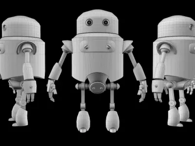 Cartoon Character Robot Low-poly 3D model
