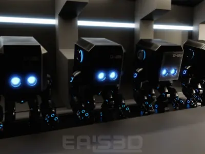 Cute Space Robot Rigged G-26 Metallic 3D model