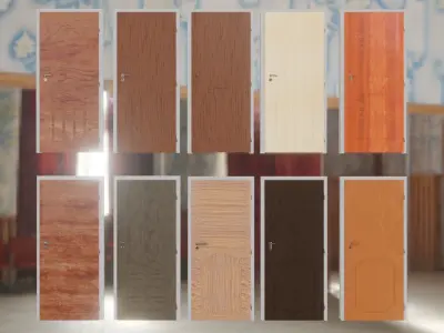 wooden door examples Low-poly 3D model