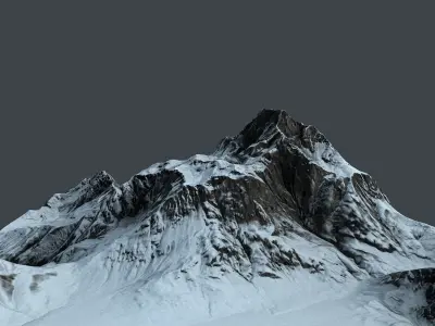 Mountain terrain under the snow Low-poly 3D model