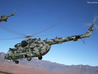  MI-171Sh Armed Military Helicopter Rigged for Maya 
