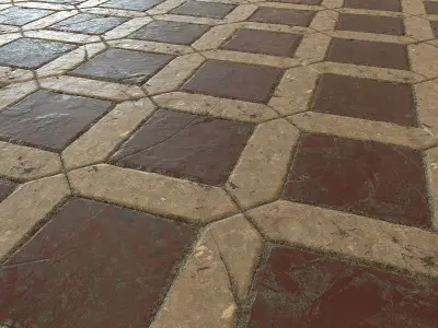 Stone Checker Floor PBR Texture