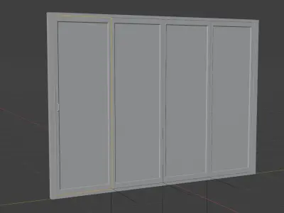 Full Animated Sliding Doors - 4 Panel Free low-poly 3D model