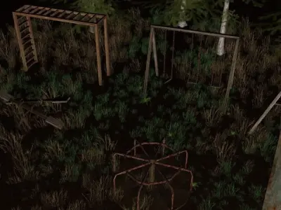 playground low poly set of swings in woods Low-poly 3D model