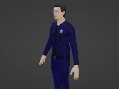 Cyber Police - Robot Man Low-poly 3D model