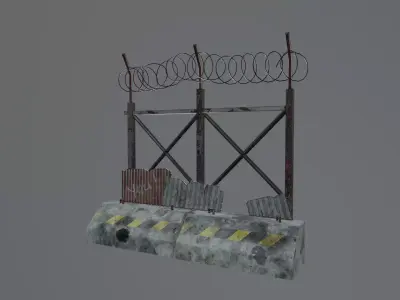 Apocalyptic Fence Wall - Vol 02 Low-poly 3D model