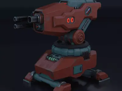 Stylized Sci-Fi Auto Turret Low-poly 3D model