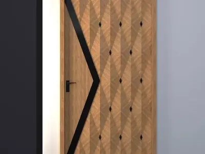 3d door modern wooden design Low-poly 3D model