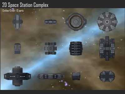 2D Space Station Complex Texture