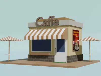 Street Cafe Low-poly 3D model