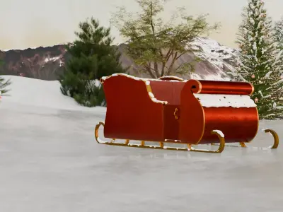 High Poly Traditional Looking Santa Sleigh for Christmas 3D model