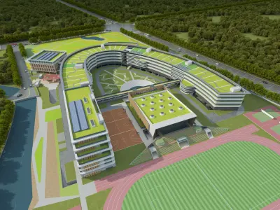 Modern school building07 3D model