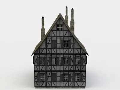 House half timbered Low-poly 3D model
