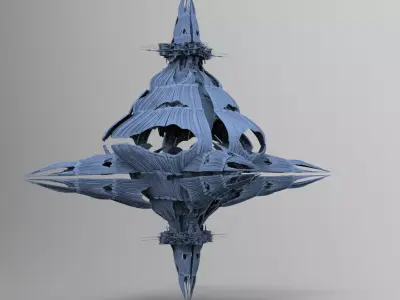 Aster Flower alien Diamond Tower  Low-poly 3D model