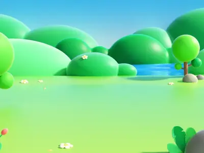 cartoon forest scene 3D model