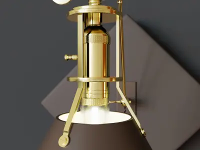 Light 3d model wall lamp with gold shade 3D model