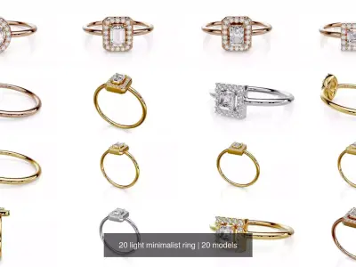 20 light minimalist ring 3D Model Pack
