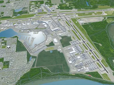 Ted Stevens Anchorage Airport 20km Low-poly 3D model