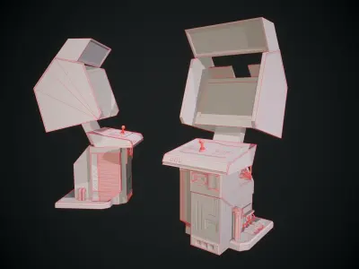 Arcade GAme Machine V2 Cyberpunk Optimized FOr games  Low-poly 3D model