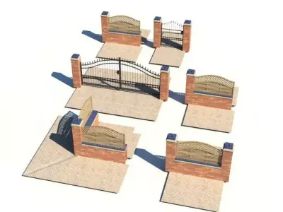 Exterior Fence Sidewalk 3D model