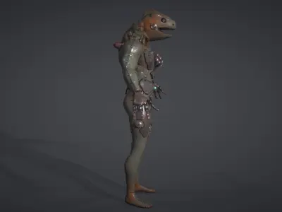 Sci-fi Lizard Zombie Low-poly 3D model