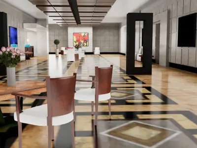 Modern Lobby Interior 3D Model Low-poly 3D model