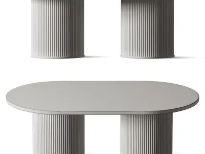 Coffee Tables Travertine and wood EQUINOXE 3D model