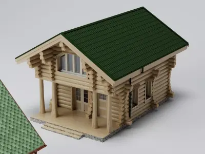 Log Cabin Wooden House Pack PBR Game Ready Low-poly 3D model