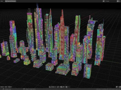 35 Futuristic Buildings VOL 1 Low-poly 3D model