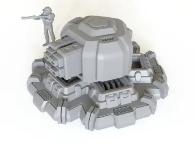Sci fi turret emplacement 02 for tabletop scenery 3D print model