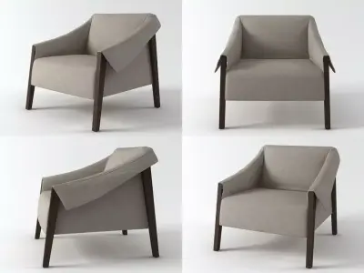 Ara lounge chair in four different positions 3D model