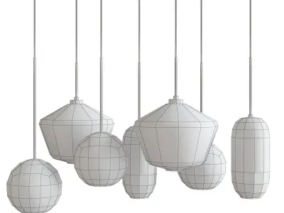 Sculptural Glass 7-Light Linear Chandelier low poly 3d model Low-poly 3D model